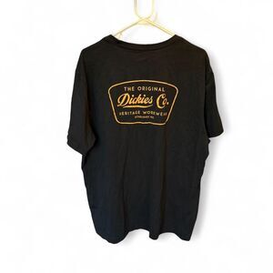 Dickies Black Graphic T-Shirt 2XL Heritage Workwear Logo Back Print 100% Cotton